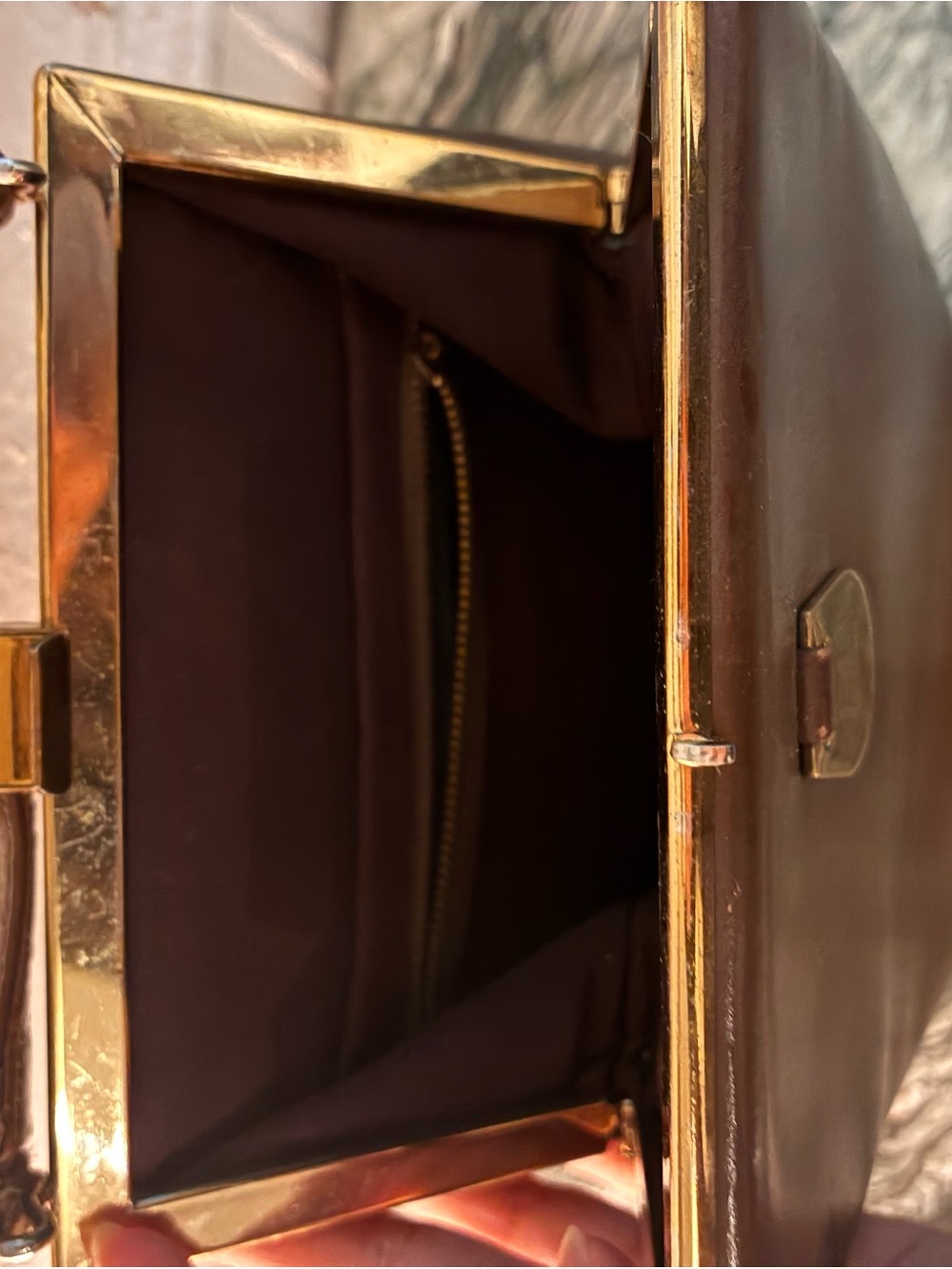 Classic Structured Brown Leather Top-Handle Bag - Picture 3 of 3